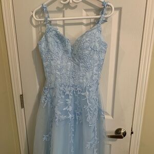 Elegant Light Blue Lace Dress